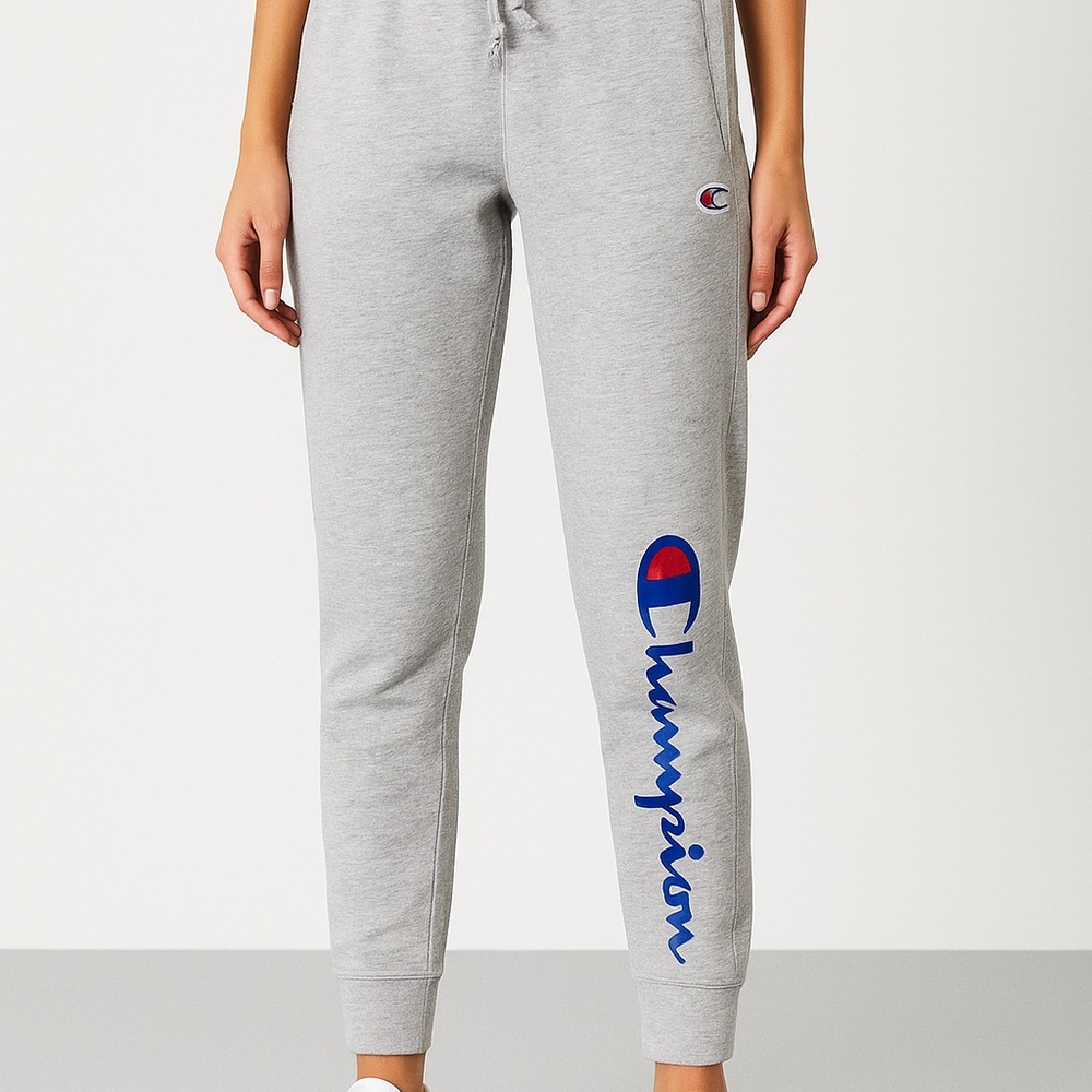 Champion Light Gray Joggers with Blue Logo, Side Pockets Champion Logo Active XS